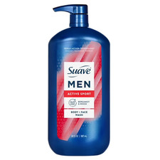 Suave Men Energizing Sport Body & Face Wash, Bergamot & Wood, 30 oz Pump 0.25 per gallon