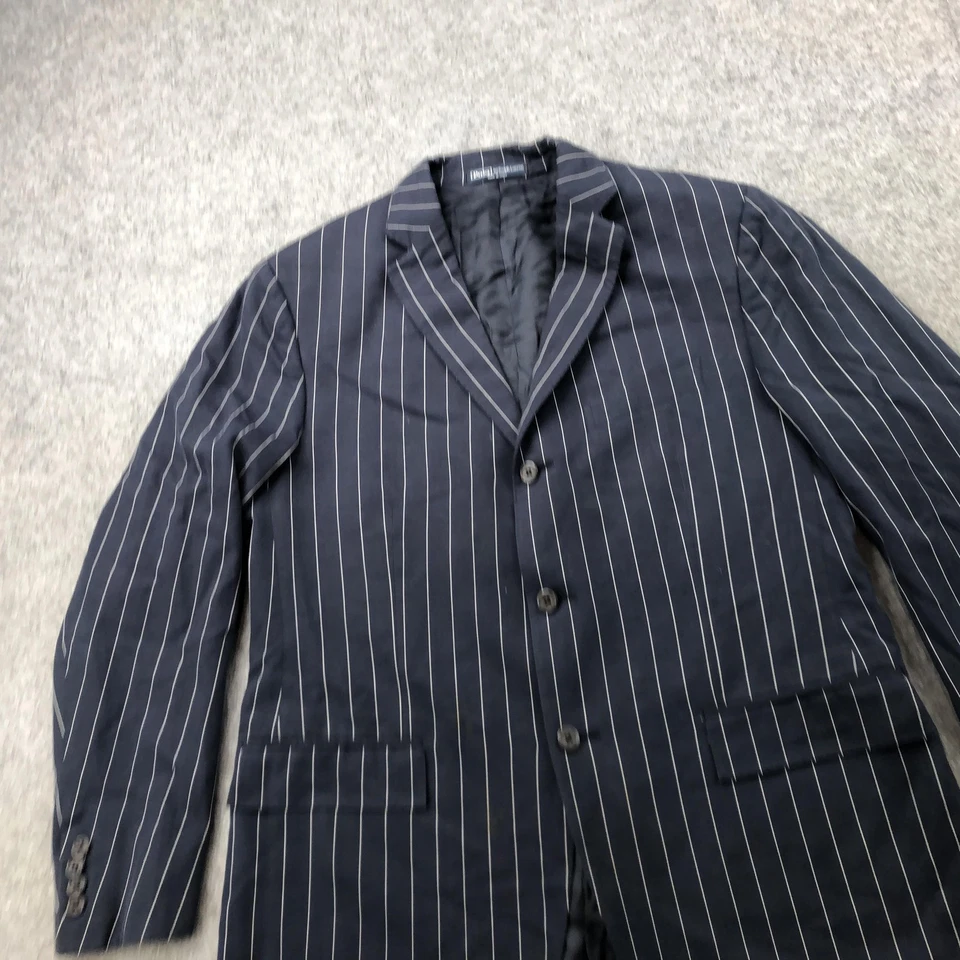 Blazer Polo Ralph Lauren Vintage Para Hombre 42R Azul Marino Rayas Italia Algodón 3 Botones Foto 3 de 4