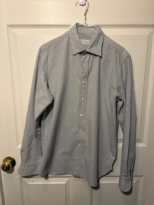 Wolf vs Goat Blue/White Cotton Stripe Button Down Shirt 41 16 M Made in Italy