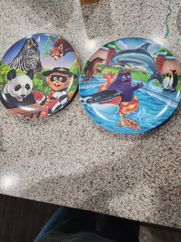 1990s McDonald's Lunch Or Dinner Plates. 2 Ronald At The Zoo