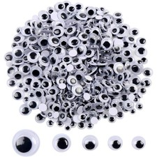 Self-Adhesive Black Wiggle Googly Eyes 500 Pieces 6mm to 12mm for DIY Craft