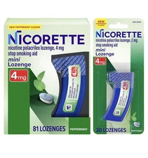 Nicorette Mini Nicotine Lozenges, 4 mg Peppermint Flavor, 101 Count (Exp 1/2027)