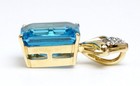 14K Yellow Gold London Blue Topaz Pendant Fleur de lis Style Pendant — photo 3