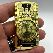 Eagle Luxury Quartz Watch Butane Gas Cigar Lighter Windproof Blue Flame