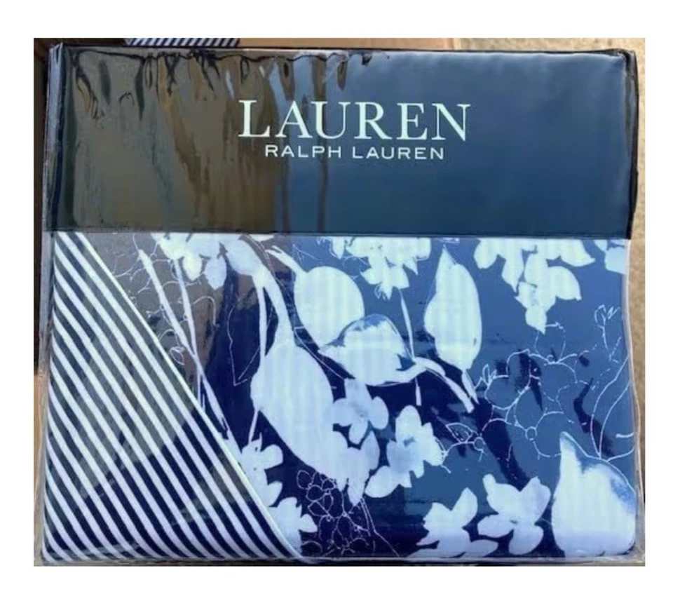 Ralph Lauren Reese KING Duvet Cover Set Floral Navy Blue 100% Cotton with Shams - Image 3 of 3