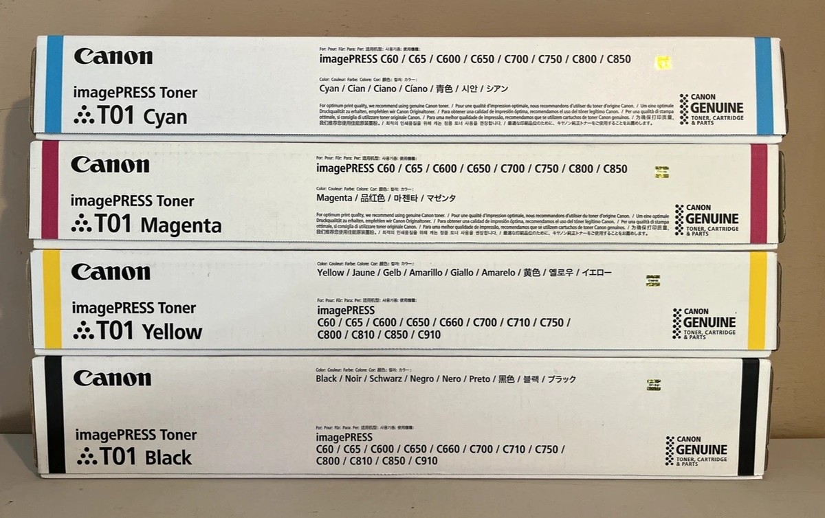 Genuine Canon imagePRESS Toner T01 CMYK Set New Sealed Boxes | eBay