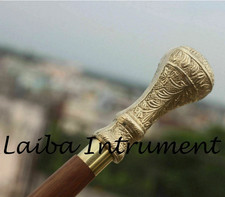 Antique Brass Head Handle Vintage Victorian Walking Stick Wooden Cane Handmade