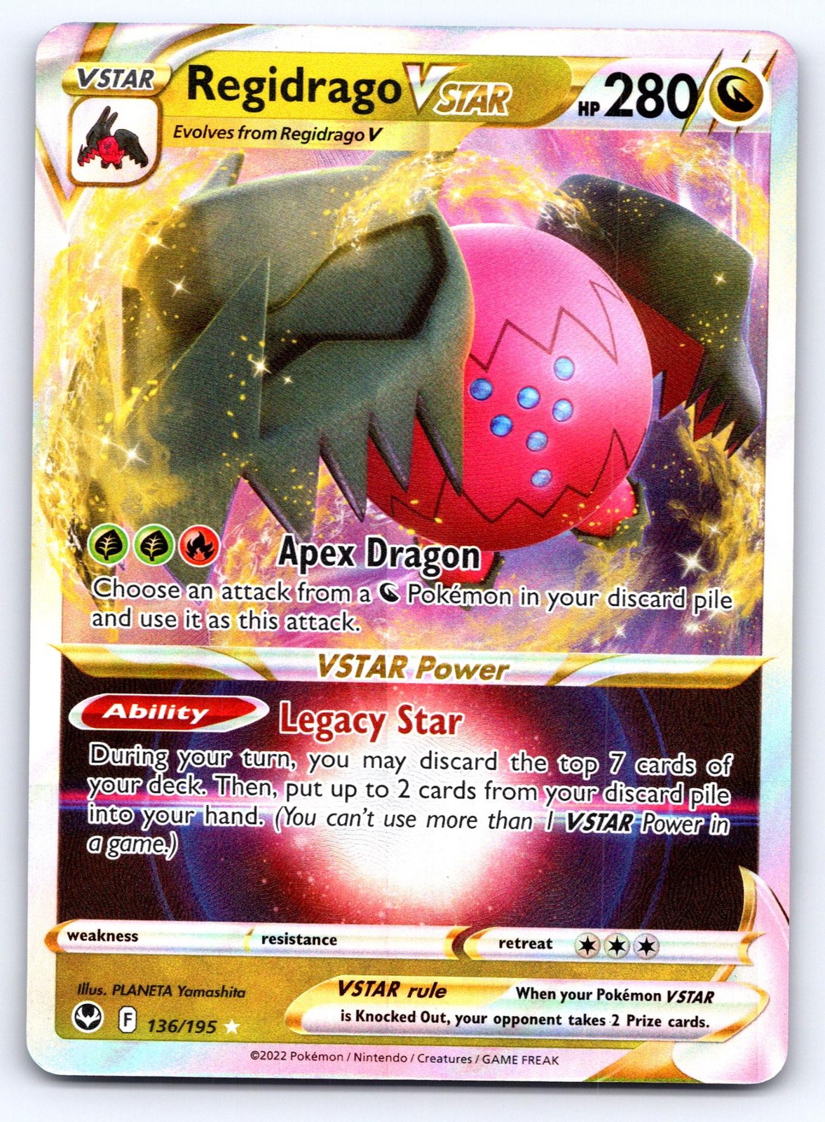 Regidrago VSTAR 136/195 Holo VSTAR Rare Silver Tempest Pokemon Near Mint