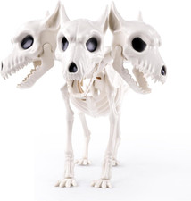 12    Halloween Three-Headed Dog Skeleton Statue Prop Animal Decoration
