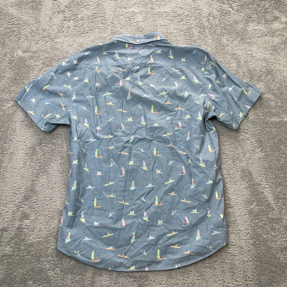 Chubbies Shirt Mens Large Gray Dogs On Surfboard And Sailboats All Over Hawaiian - Image 2 of 4