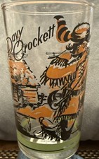 Vintage Davy Crockett Drinking Glass Shooting Rifle With Cabin Excellent