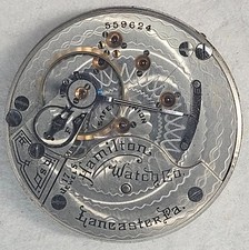 Hamilton 925 18s 17j Pocket Watch Movement for Repair/Parts Runs 