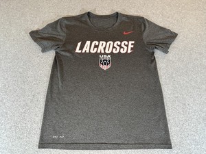 USA Lacrosse Shirt Men Small Gray Nike Dri Fit Short Sleeve Performance