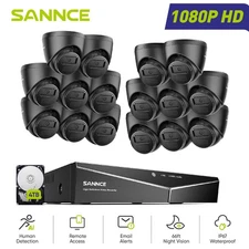 SANNCE 16CH 1080P Lite DVR 2MP Security Camera System Outdoor AI Human Detection