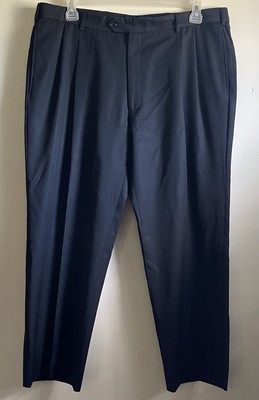 Jos A Bank Dress Pants Mens W39XL28 Black Pleated Wool Blend Slacks 39 Short