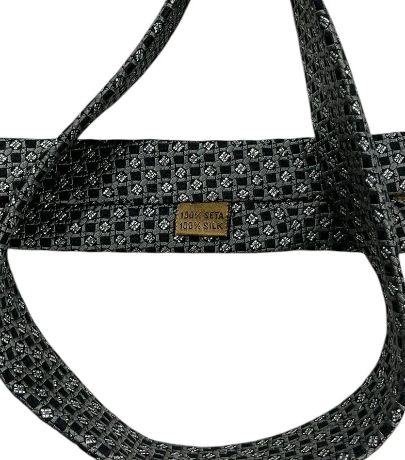 Corbata de seda para hombre TODAY'S MAN LUJO corbata negra gris plata geométrica con:3,7" usada en excelente estado Foto 3 de 4