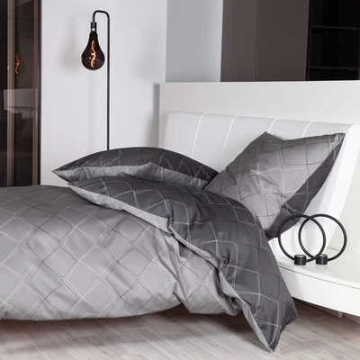 Janine Mako Satin Wende-Bettwäsche J.D. 87053-08 anthrazit platin Geometrisch - Bild 1 von 4