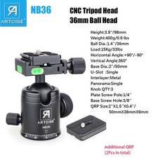 36MM Tripod Ball Head 360 Rotating Panoramic Tripod Head W/Quick Release Plate