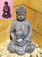 Garden Ornament Solar Buddha ZEN Colour changing Brass Effect Outdoor Indoor