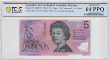 AUSTRALIA $5 2015 BA15 FIRST PREFIX PCGS CHOICE UNC 64 PPQ Banknote RARE