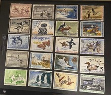 US STAMPS LOT OF 20 DIFFERENT FEDERAL DUCK STAMPS RW 20 UP TO RW 43 USED