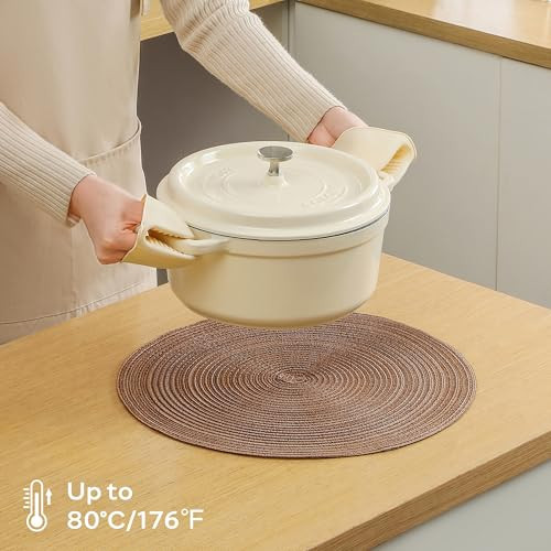 Round Placemats Heat and Slip Resistant Cotton Table Mats, Washable Bohemian - Picture 4 of 7