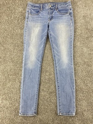 American Eagle Jeans Women's  Super Stretch Jegging Denim Sz 6 Whiskered Faded