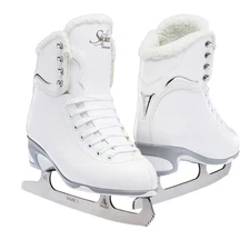 Women's White Fleece Ice Skates With Ultima Mark I Blade For Comfort And Style