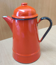 Polish-Made Vintage Red Enamel Coffee Pot for Retro/Camping