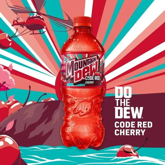 ¡NUEVO! Paquete de 24 20 fl oz Mountain Dew Code Red Cherry Soda Pop, ¡¡¡¡ENVÍO GRATUITO!!!!! Foto 3 de 4