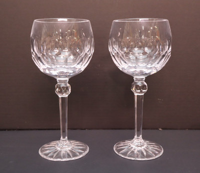 Waterford Crystal Curraghmore Balloon Hock Wine Set 2 Glasses Oversized Goblet
