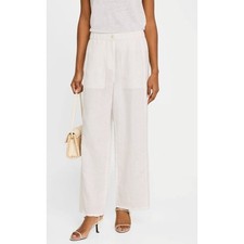 Eileen Fisher Organic Linen Wide Leg Lantern Pants Bone Large EUC/GUC Hemmed