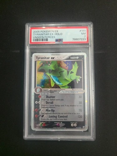 Pokemon TCG: PSA 7 NM 2005 TYRANITAR EX-HOLO #111 POKEMON EX UNSEEN FORCES