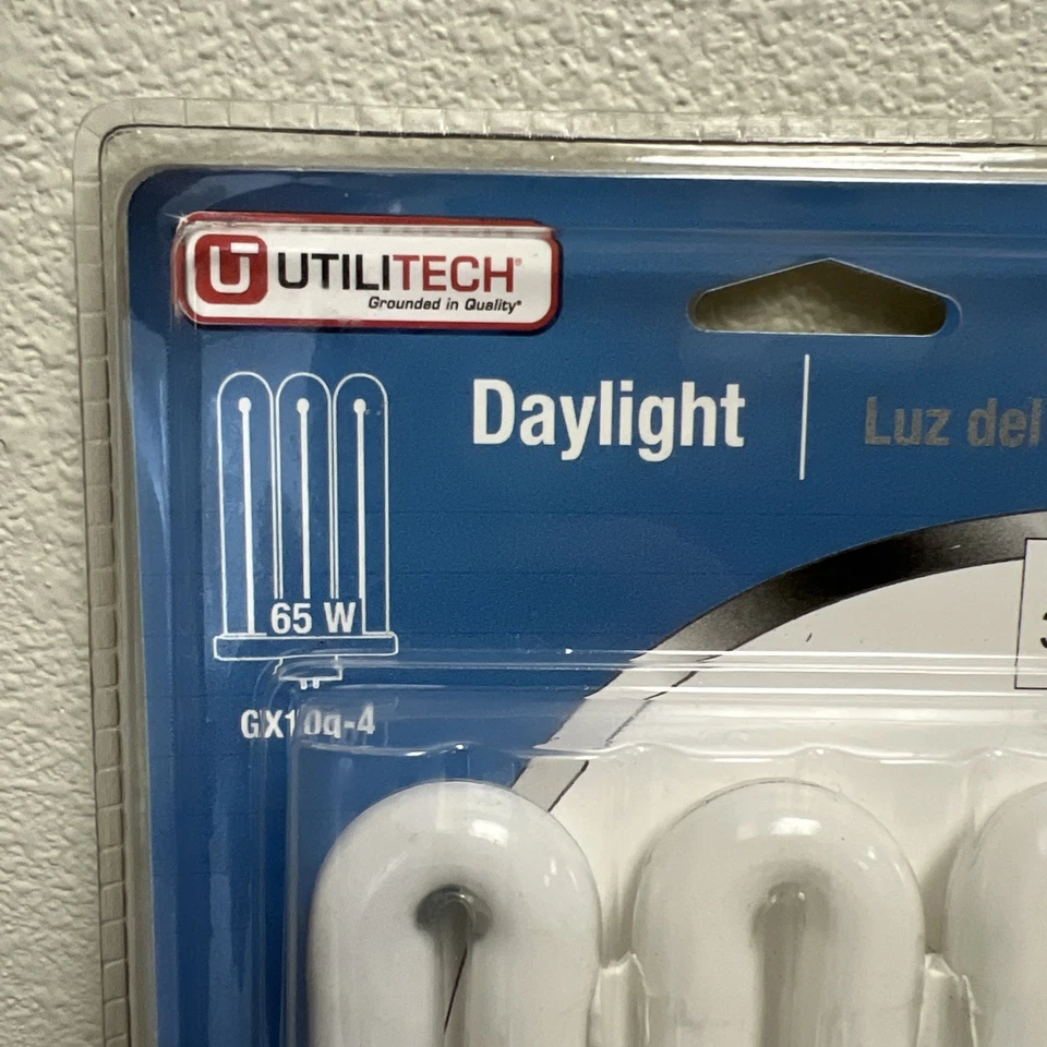 Lâmpada CFL 65watt 4 pinos, luz do dia 6500k Utilitech 10000 Hr 3835 Lum. GX10q-4 - Imagem 2 de 4