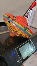 vintage OHIO ART Tin Litho SPINNING TOP TOY Red Blue Yellow COWBOY PONY  dg