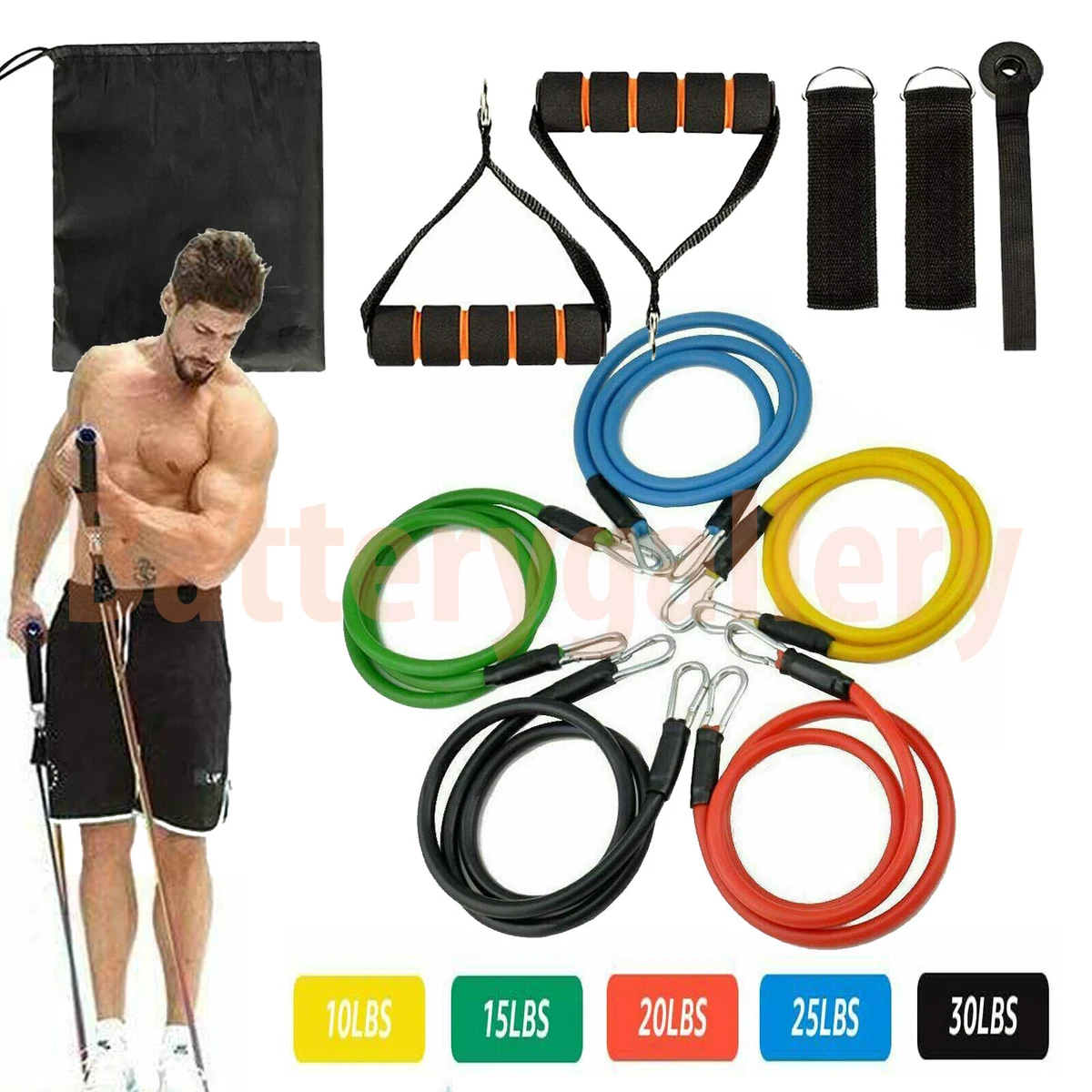 11 PCS Resistance Band Set Yoga Pilates Abs Exercise Fitness Tube