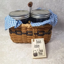 NEW Jelly Jar Basket SUSAN PREUSS SIGNED Artistry Handmade 8 L x 5.5 W x 4.5 H 