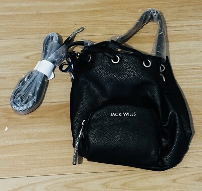 Jack Wills Designer 100% Vegan Faux Leather Drawstring Shoulder/Crossbody  Bag UK