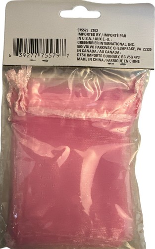 BEAUTIFUL Package Of 8 Pink Organza Gift Bags Pull & Tie Closure 3” X 4” New - Bild 2 von 2