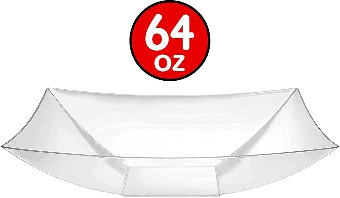 Lillian 系列透明长方形塑料碗 64 盎司派对用 — 第 2/4 张图片