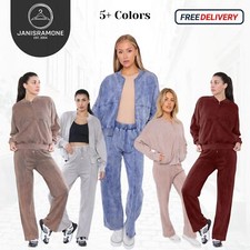 Womens Stonewashed Loungewear Oversized Zipper Bomber Jacket 2 Pcs Set Tracksuit