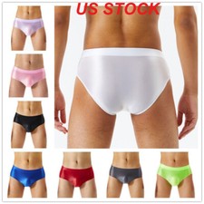 Men's Sissy Panties Bikini Briefs Underwear Glossy Oily Smooth Thongs Swimwear
