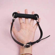 Silicone Black Bone Gag Open Mouth Gag Bondage Harness Belt Lockable for Couple