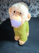 VINTAGE 1970S STEIFF MUNGO YOUNG GREEN MONKEY 10" HAS EAR BUTTON