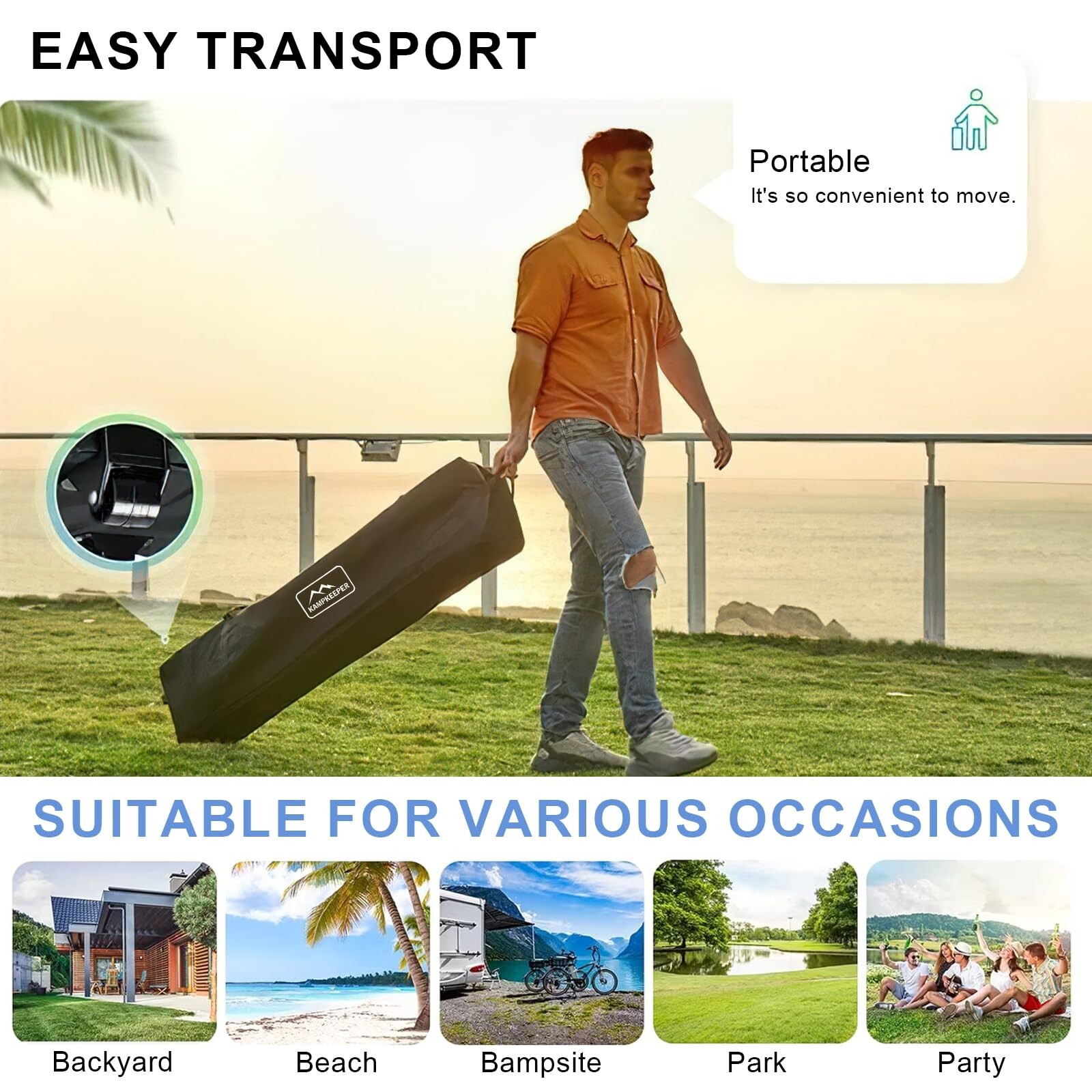 KAMPKEEPER Canopy Tent,10x10 Canopy Tent with sidewalls,Pop Up Canopy Tent fo...