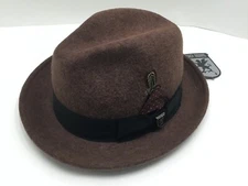 STACY ADAMS BURTON SAW 683 SOFT WOOL FEDORA MENS HAT CLAY 2 1/4" BRIM 