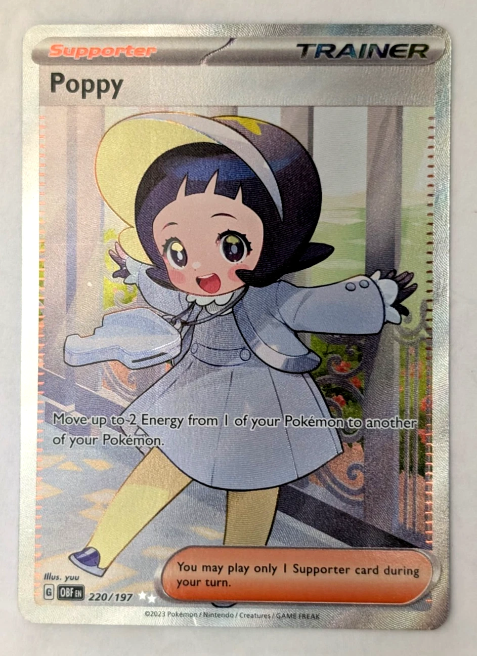 POKEMON ~ POPPY ~ 220/197 ~ OBSIDIAN FLAMES ~ FULL ART ULTRA RARE ~ NM
