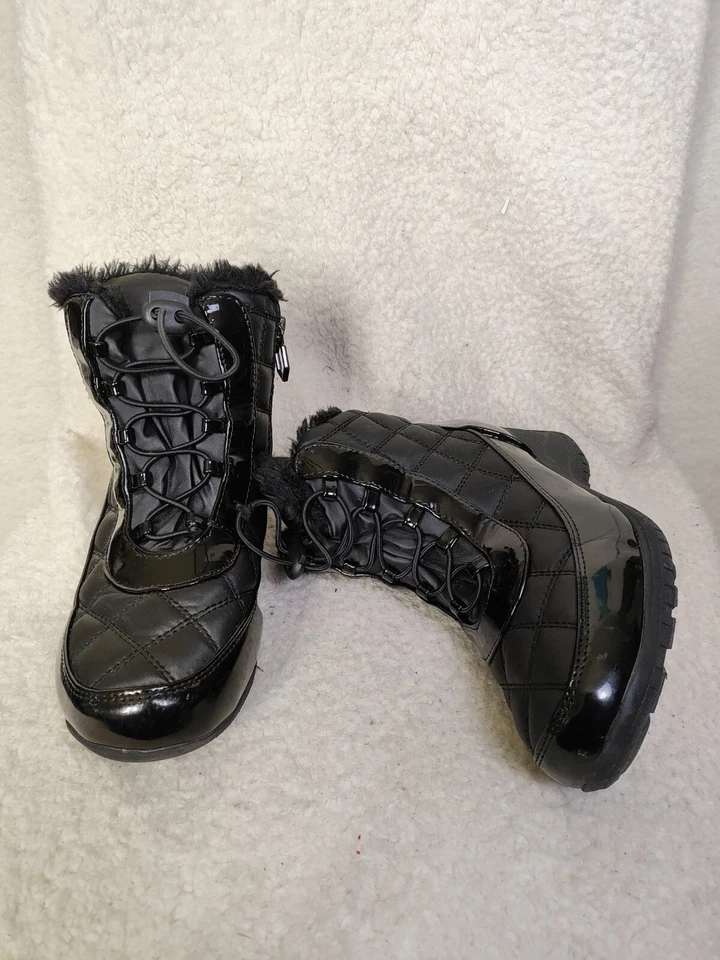 Botas de mujer Khombu Molly 7,5 W negras sintéticas con cordones forradas Sherpa zapatos de invierno Foto 4 de 4