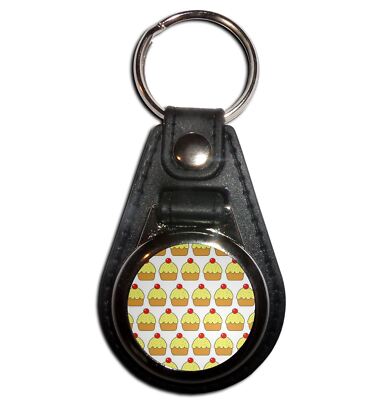 Schlüsselanhänger Cupcake Muster Kunststoff Medaillon (61 mm x 38 mm)
