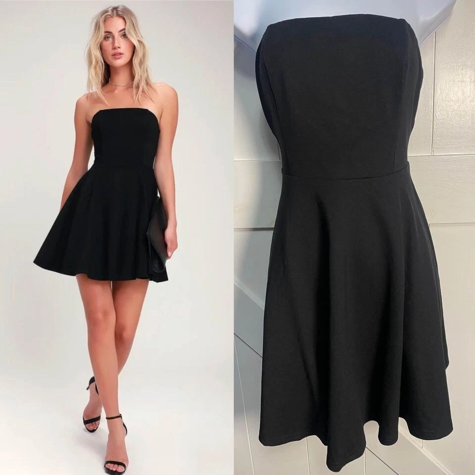 Black strapless top skater dress